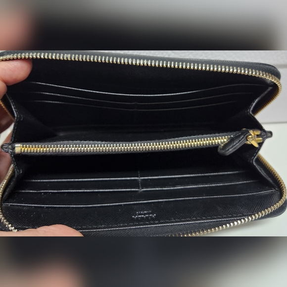 PRADA Saffiano Black Leather Zip Around Wallet EUC - Picture 8 of 11